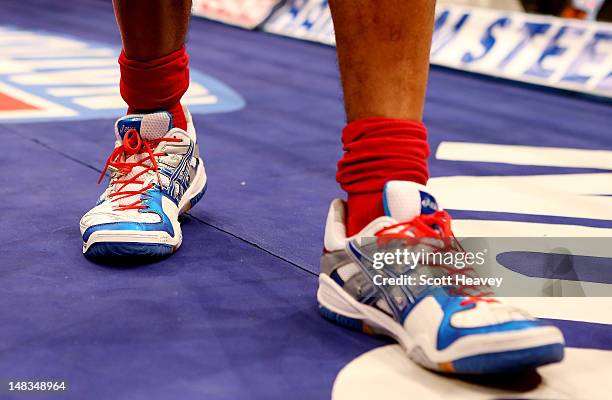 The trainers of David Haye during his vacant WBO and WBA International Heavyweight Championship bout with Dereck Chisora on July 14, 2012 in London,...