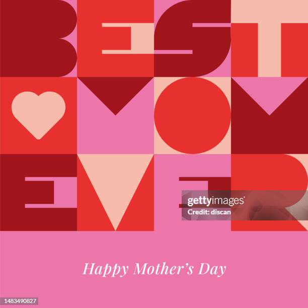 mother's day greeting card with geometric typography. - mothers day 幅插畫檔、美工圖案、卡通及圖標