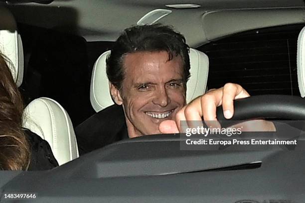 Luis Miguel leaves Paloma Cuevas' home in the car with Raul Gonzalez Blanco and Mamen Sanz after celebrating his birthday surrounded by friends, on...