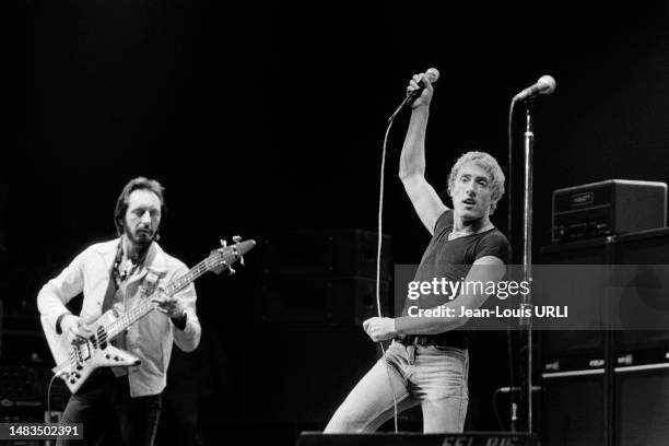 Roger Daltrey, chanteur du groupe The Who en concert au Pavillon de Paris le 17 mai 1979