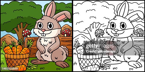 A Striped Rabbit Coloring Rabbit Coloring Page Colored Illustration High-Res Vector Graphic ...