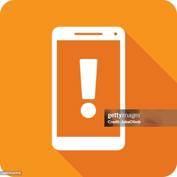 exclamation point smartphone icon silhouette 2 - error message stock illustrations