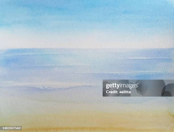 vector illustration of an aquarelle marine. - ocean sunset stock illustrations