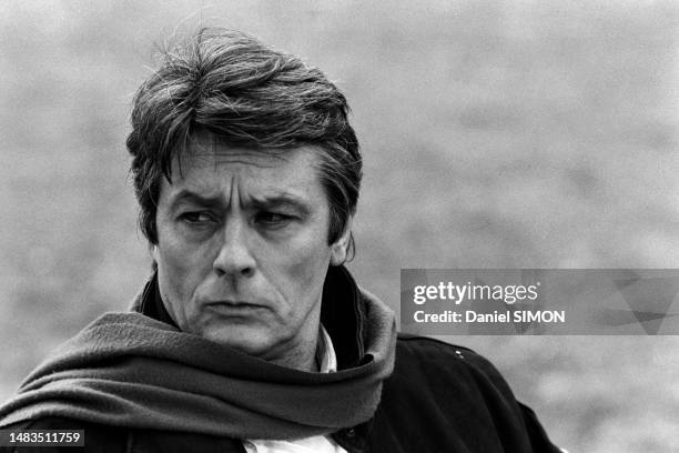 Portrait d'Alain Delon, en avril 1988.