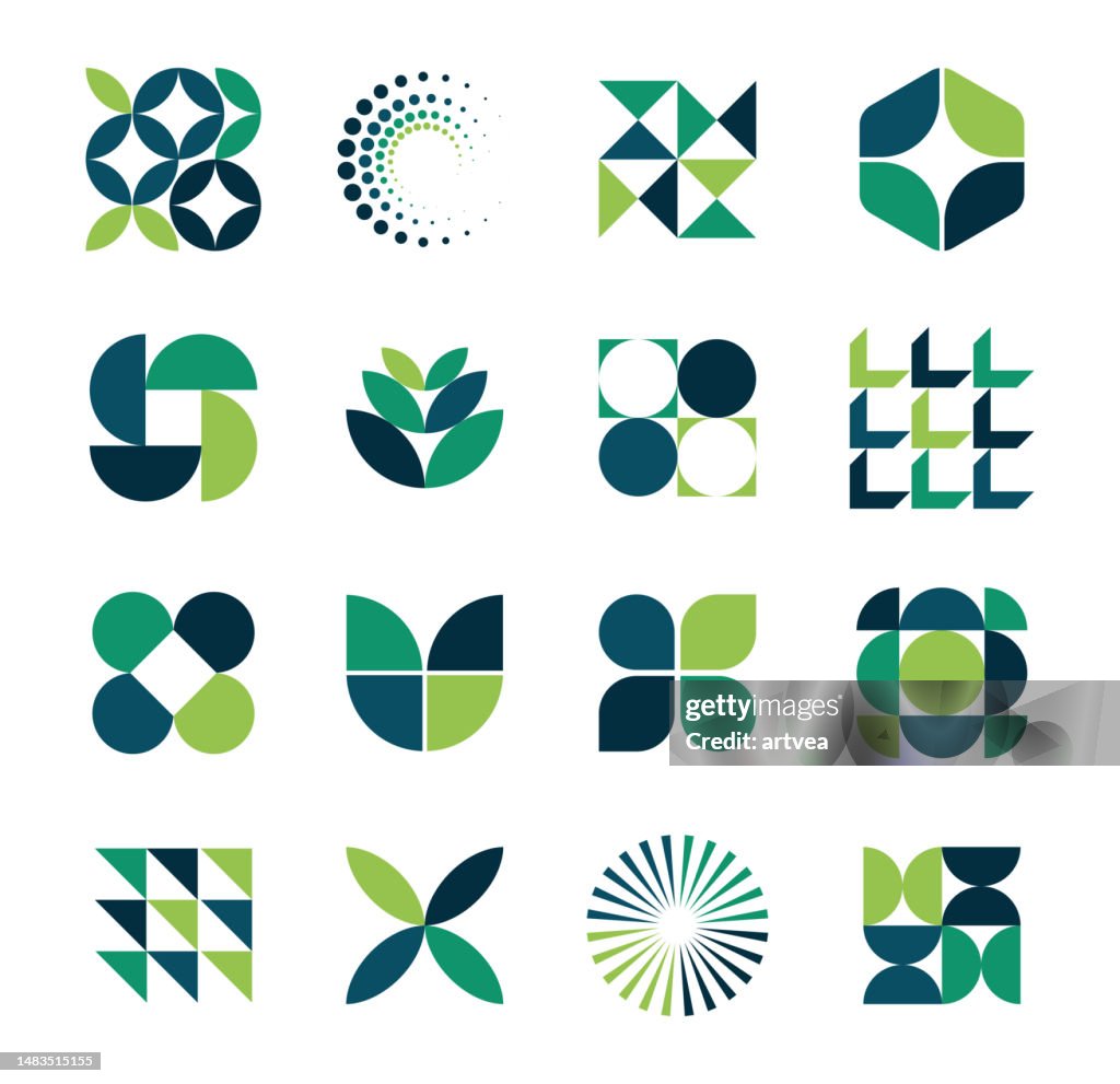 Vector set of minimalism geometric Bauhaus style symbol design elements