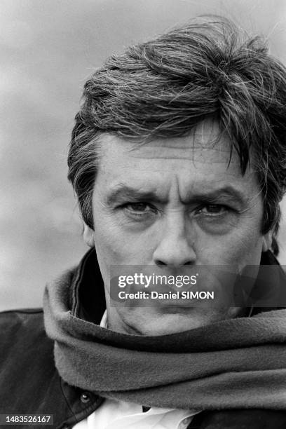 Portrait d'Alain Delon, en avril 1988.