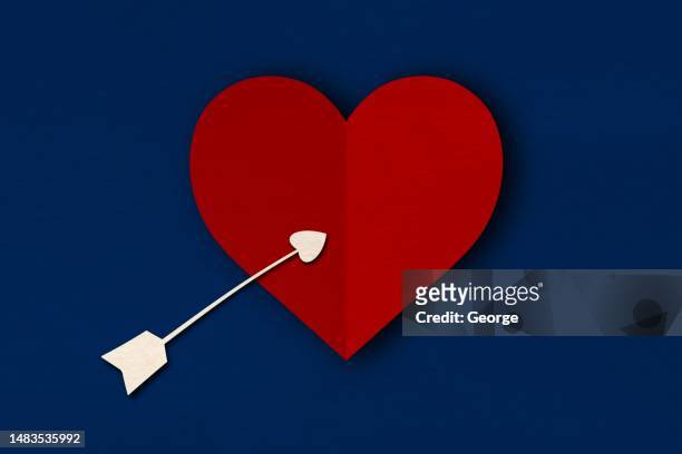 red heart and arrow - arrow sign stock pictures, royalty-free photos & images