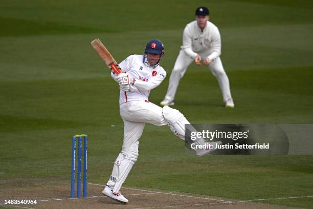Alastair Cook of Essex plays a shot during the LV= Insurance County Championship Division 1 match between Kent and Essex at The Spitfire Ground on...