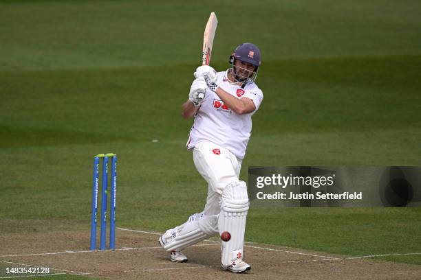 Nick Browne of Essex plays a shot during the LV= Insurance County Championship Division 1 match between Kent and Essex at The Spitfire Ground on...