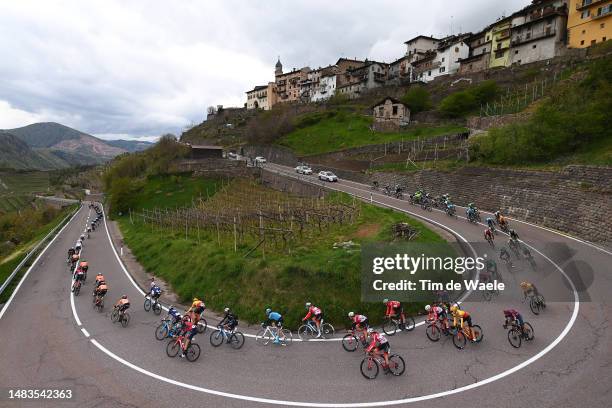 General view of the peloton passing through Cembra Village during the 46th Tour of the Alps 2023, Stage 4 a 152.9km stage from Rovereto to Predazzo...