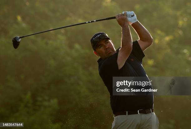Kevin Stadler of the United States plays his shot from the second tee during the first round of the Zurich Classic of New Orleans at TPC Louisiana on...