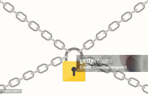 Concepto de protección con cadenas y candado Concepto de protección con cadenas y candado