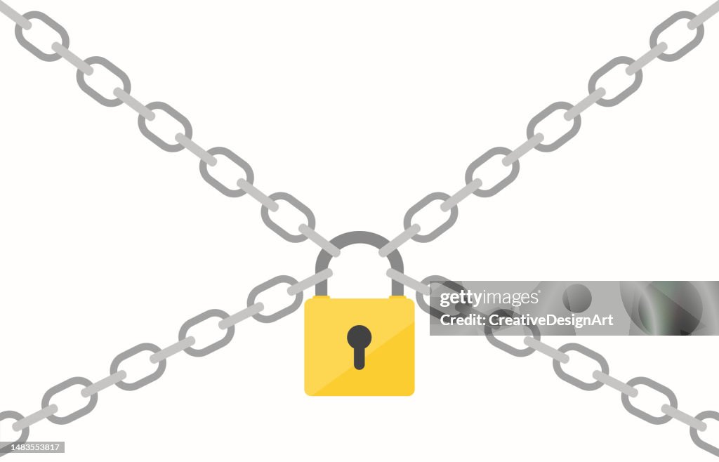 Protection Concept With Chains And Padlock