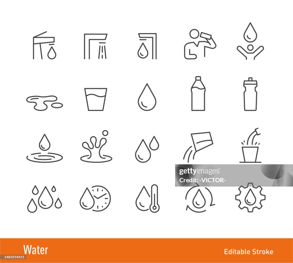 Icônes d’eau - Trait modifiable - Série d’icônes de ligne