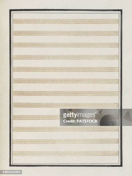 empty vintage musical note paper - sheet music stock-fotos und bilder