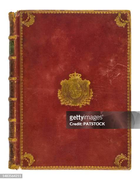 leather cover of an old manuscript - manuscript novel stock-fotos und bilder