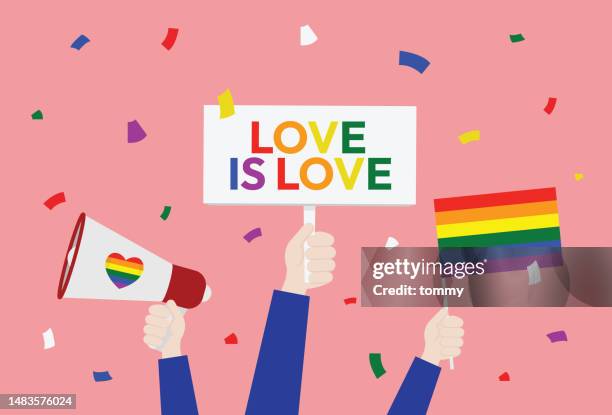 illustrations, cliparts, dessins animés et icônes de les lgbtq célèbrent le mois de la fierté - mois des fiertés lgbtqia