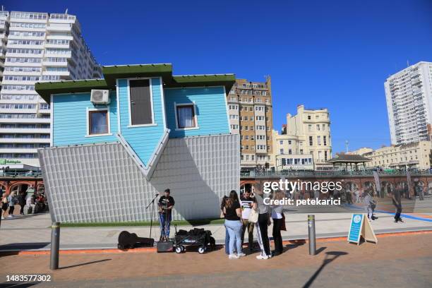the upside down house, brighton, uk - upside down house stock pictures, royalty-free photos & images