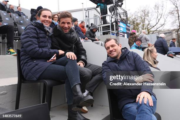 Thomas Müller attends with Lisa Müller and Michael Mronz day six of the BMW Open by American Express at MTTC IPHITOS on April 20, 2023 in Munich,...