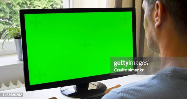 Computer User With Screen Monitor 2,544 Person At Computer Green Screen Stock Photos, High-Res Pictures ...