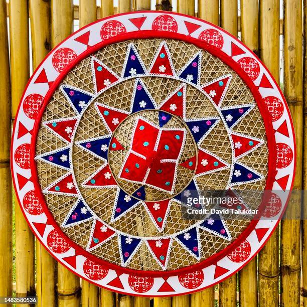 assamese traditional jaapi - bihu stock pictures, royalty-free photos & images