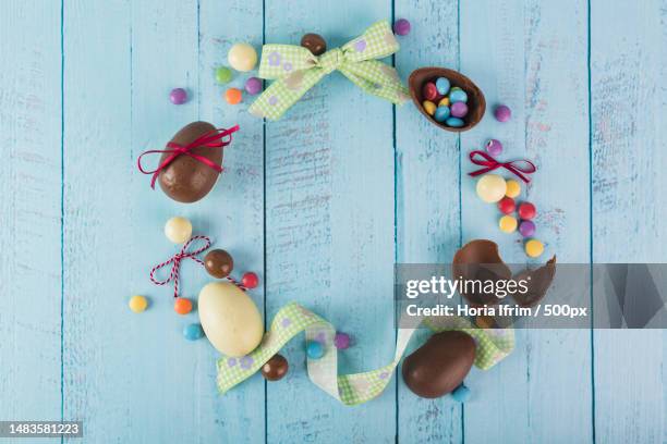 directly above shot of easter eggs with easter eggs on table,romania - egg icon stock pictures, royalty-free photos & images