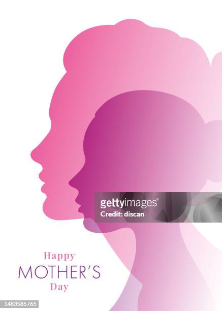 stockillustraties, clipart, cartoons en iconen met mother's day card with silhouettes of women. - mom flirting