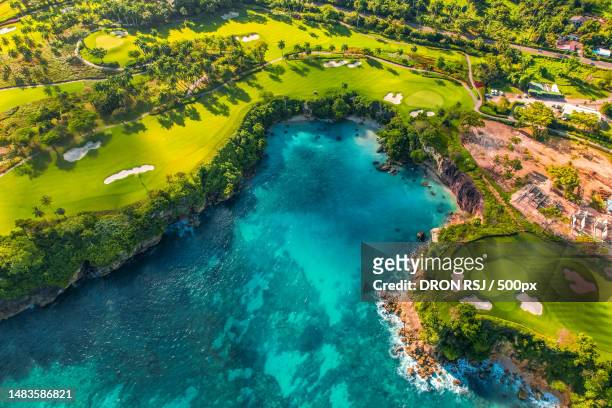 high angle view of golf course,dominican republic - greater antilles stock pictures, royalty-free photos & images