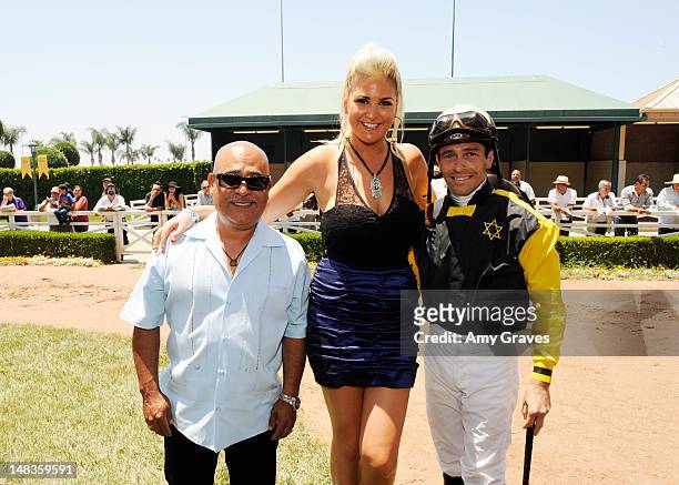 Walther Solis, Josie Goldberg and Jose Valdivia Jr. Attend the debut of reality TV star and playboy model Josie Goldberg's personal race horse at...