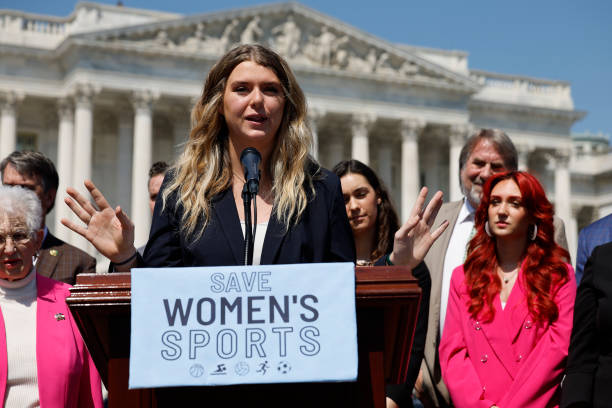 Lee University student athlete Macy Petty speaks during an event celebrating the House of Representatives passing The Protection Of Women And Girls...