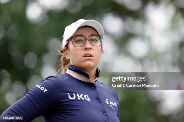 Marina Alex of the United States waits on the green of the 13th hole during the first round of The Chevron Championship at The Club at Carlton Woods...