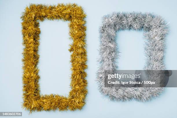 two frames from tinsel blue table high quality and resolution beautiful photo concept,romania - tinsel stock-fotos und bilder