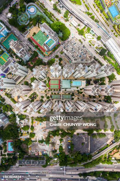 view over in hong kong, china - urban renewal stock pictures, royalty-free photos & images