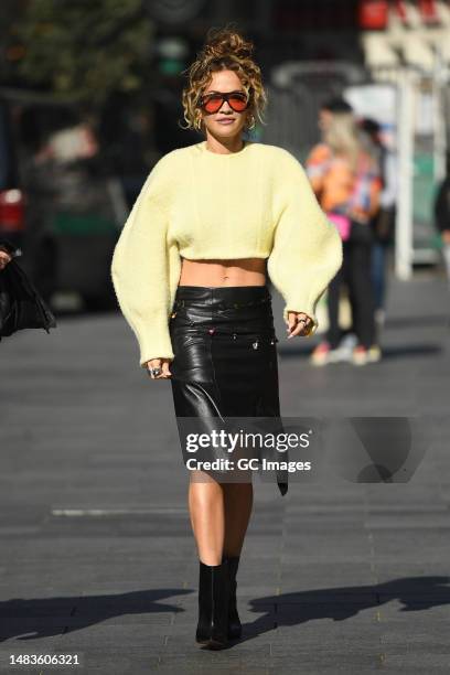 Rita Ora leaving Heart Breakfast Radio Studios on April 20, 2023 in London, England.