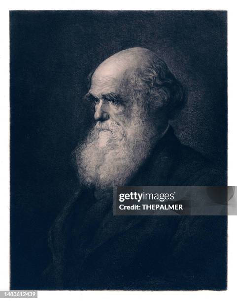 チャールズ・ダーウィンの肖像画彫刻1894 - ダーウィン点のイラスト素材／クリップアート素材／マンガ素材／アイコン素材