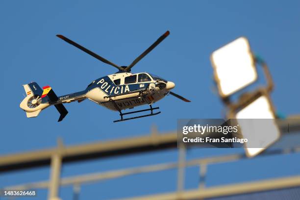 Police Helicopter is seen above the stadium prior to the UEFA Europa League Quarterfinal Second Leg match between Sevilla FC and Manchester United at...