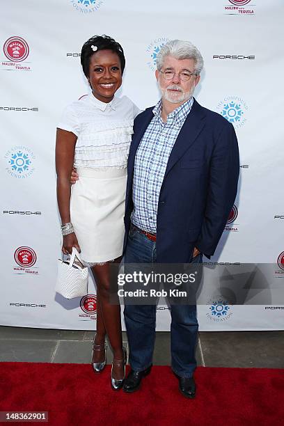 George Lucas and Mellody Hobson attend the 2012 Compound Foundation Fostering A Legacy Benefit on July 14, 2012 in East Hampton, New York.