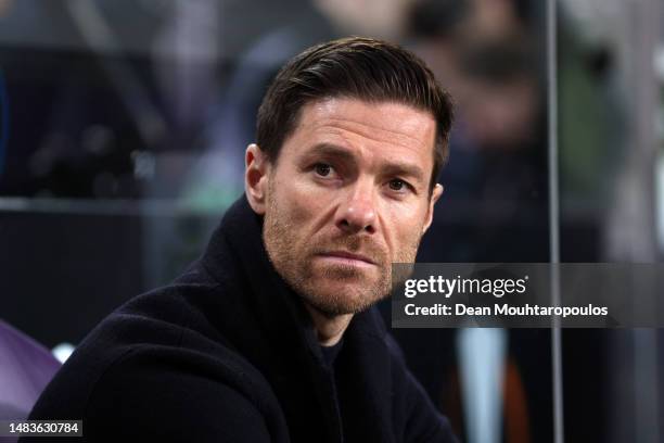 Xabi Alonso, Head Coach of Bayer 04 Leverkusen, looks on during the UEFA Europa League Quarterfinal Second Leg match between Royale Union...