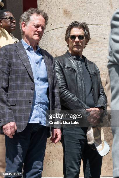 Michael Bacon and Kevin Bacon attend the 2023 Philadelphia Music Alliance Walk Of Fame Plaque Unveilings outside of University of the Arts on South...