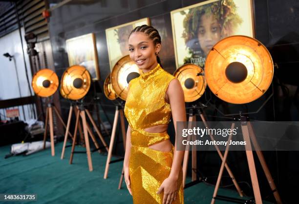 Yara Shahidi attends the world premiere of the Disney+ Original "Peter Pan & Wendy" at the Curzon Cinema Mayfair on April 20, 2023 in London, England.