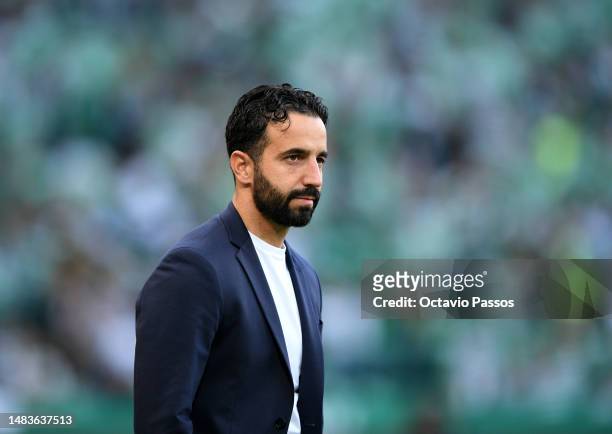 Ruben Amorim, Head Coach of Sporting CP, looks on during the UEFA Europa League Quarterfinal Second Leg match between Sporting CP and Juventus at...