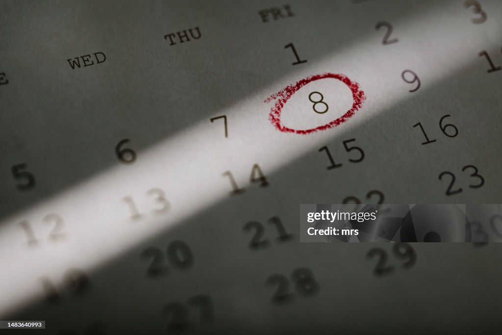 Red circle marking on a calendar