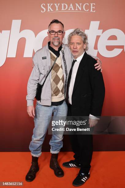 Charlie Creed-Miles and Dexter Fletcher attend the Apple Original Films tastemaker screening of "Ghosted" at The Ham Yard Hotel on April 20, 2023 in...