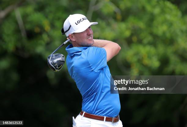 Jonas Blixt of Sweden plays his shot from the 11th tee during the first round of the Zurich Classic of New Orleans at TPC Louisiana on April 20, 2023...