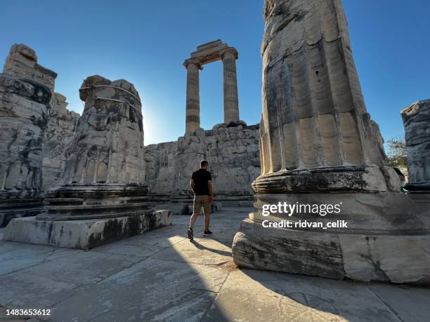 temple of apollo in didyma, turkey - templo de apolo naxos imagens e fotografias de stock