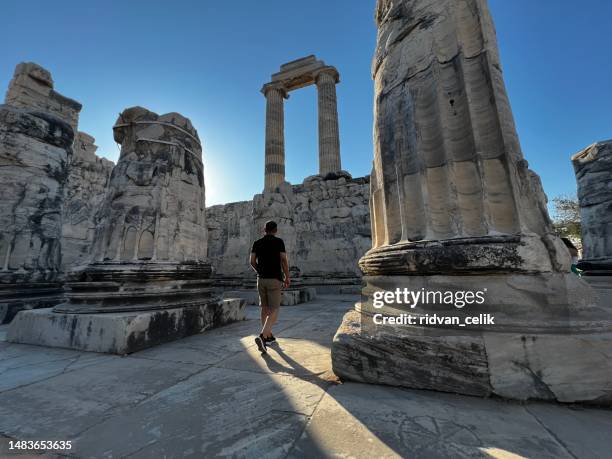 temple of apollo in didyma, turkey - templo de apolo naxos imagens e fotografias de stock