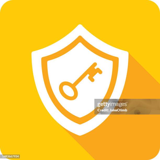 stockillustraties, clipart, cartoons en iconen met shield key icon silhouette 2 - door close button