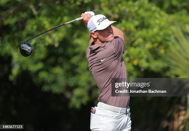 Vincent Norman of Sweden plays his shot from the 11th tee during the first round of the Zurich Classic of New Orleans at TPC Louisiana on April 20,...