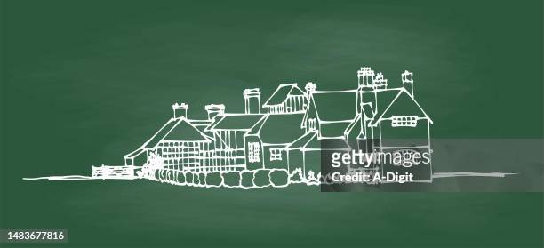 shire united kingdom chalkboard - chimney stock illustrations