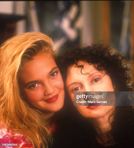 Actress Drew Barrymore poses with her mother Jaid Barrymore for People Magazine in 1990 in Los Angeles